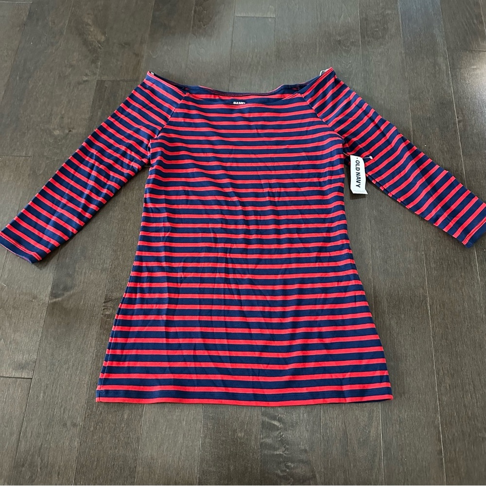 NWT Old Navy‎ Nautical Stripped 3/4 Sleeve Top Scoop Neck Preppy Casual S